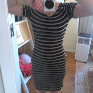 black and white striped mini dress